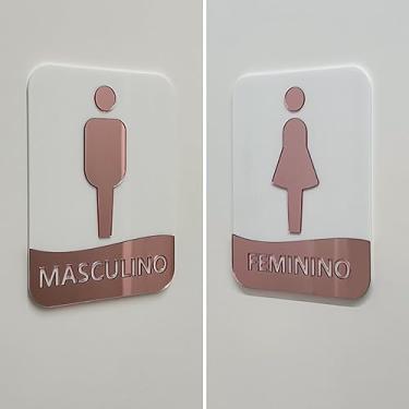 Imagem de Kit Placas de Identificação de Banheiros Feminino e Masculino - Acrílico