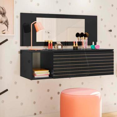 Imagem de Penteadeira Suspensa Joy 1 Gaveta e 1 Nicho Cor Preto - Peternella Móveis