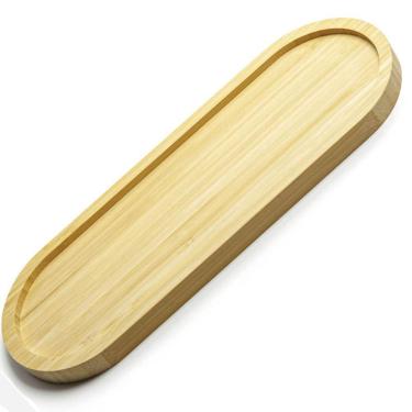 Imagem de 12 Bandejas Em Bambu Oval Travessa Gamela 33x12cm Petisqueiras Bandejas Multiuso UZ Dec...