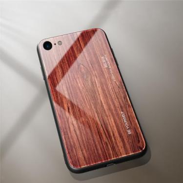 Imagem de Capa de telefone de grão de madeira para iPhone 6 s 6s 7 8 Plus 7Plus 8Plus para iPhone 11 Pro 12 mini X XR XS Max SE 2020 Capa dura de vidro temperado, M5, para iPhone 8