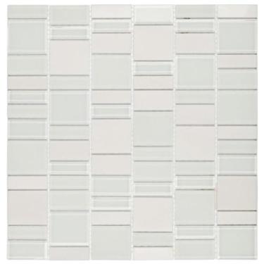 Imagem de Pastilha de Mármore com Vidro e Inox Petrus Branco