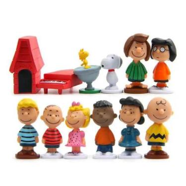 Imagem de Bonecos 12 Miniaturas Snoopy Charlie Brown Coleção Peanuts - Genericto