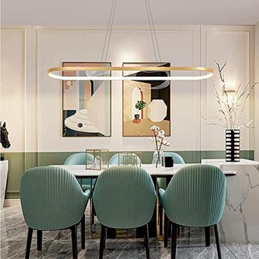 Imagem de Lustre moderno iluminação de ilha de cozinha, luz pendente LED regulável em altura ajustável de madeira pendurada luz de teto abajur acrílico iluminação de lustre oval e retangular