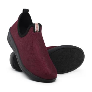 Imagem de Tênis Sapatênis Feminino Anabela Casual Estilo Meia Para Dores Nos Pés (40, Bordô)