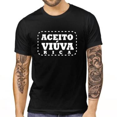 Imagem de Camiseta Adulto Preta Aceita Viúva Rica Frases Zueiras - Retha Estilos