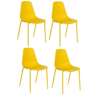 Imagem de Kit 4 Cadeiras Miami Com Assento em Polipropileno e Base em Aço Fratini - Amarelo