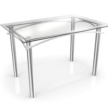 Imagem de Mesa com Tampo de Vidro Retangular 120x80cm Elba Crome Kappesberg Cromado