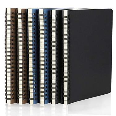 Imagem de Eusoar A5 6 pacotes com 14,5 x 20,8 cm, cadernos de viagem, cadernos de anotações, bloco de anotações, caderno de anotações, caderno de anotações, estudantes, escritório, negócios, diário, pautado, espiral, pautado, caderno, 3 cores