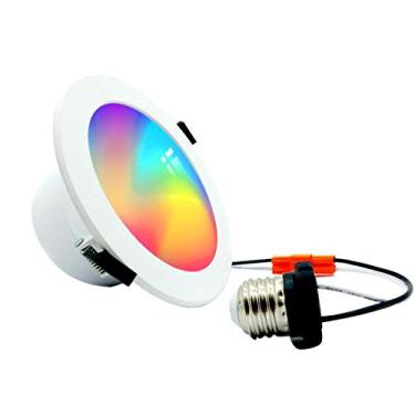 Imagem de Downlights LED Smart WiFi de 10W 15W reguláveis, controle de voz de luz inteligente via Alexa e Google Assistant, controle de aplicativo Smart Life, brilho e ajuste de cor RGBCW (branco, corte 10W 120 mm x 10 pçs)