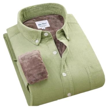 Imagem de Camisa masculina de veludo cotelê grosso de algodão quente, manga comprida, gola de botão, outono e inverno para homens, Light En8, 3G