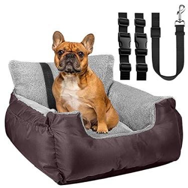 Imagem de Cama de carro para cães, assento de cachorro para cachorro com bolso de armazenamento e correia de segurança removível, lavável para cães pequenos