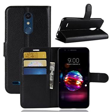 Imagem de Capa para LG K10 2018, carteira flip de couro PU premium com compartimento para cartão, suporte e fecho magnético [capa interior à prova de choque de TPU] Compatível com LG K10 2018