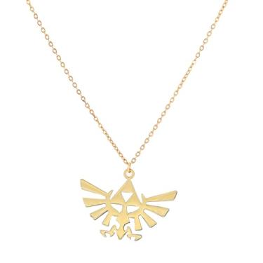 Imagem de HANMOZTION Colar com pingente de triângulo Zeldas para homens e mulheres, aço inoxidável, triforce, triforce, amuleto, gargantilha, Normal, Aço inoxidável, Pedra preciosa na