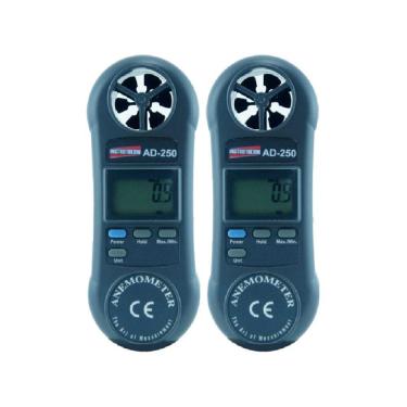 Imagem de Kit 2 Anemômetro Digital Velocidade Fluxo Ar Faixa 0,4 A 30 M/s 5 Unidades Hold Máx Mín Ad-250 Portátil Instrutherm