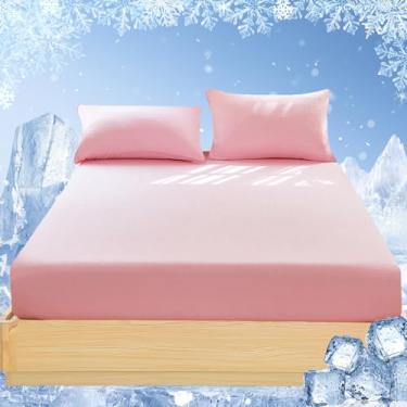 Imagem de HCORA Lençol Queen refrescante – Arc-Chill Q-Max >0,5 lençol com elástico de fibra fria para quem dorme quente – lençol com elástico profundo de 40,6 cm ultramacio, respirável com 2 alças de suporte