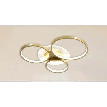 Imagem de Luminária de Teto Plafon Moderno 3 Círculos ou Quadrados 40W Led Morno 3000K Bivolt (Círculos Dourados)