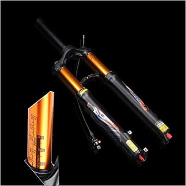 Imagem de MTB 26/27,5/29 "Válvula de ar dupla suspensão garfo de bicicleta rebote ajustar tubo reto 28,6 mm 9 mm viagem 105 mm coroa bloqueio freio a disco bicicleta ultraleve, B-preto, 26 pol.