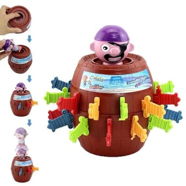 Imagem de Brinquedo Infantil Pula Pirata Jogo Barril Grande - Divertido e Interativo para Crianças e Família