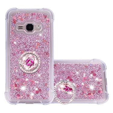 Imagem de Capa compatível com Samsung Galaxy J1 (2016)/J120, série areia movediça Glitter Flutuante Líquido Flutuante Meninas Mulheres Capa de telefone com suporte, TPU macio Amortecedor Capa de telefone