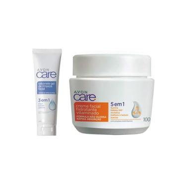 Imagem de Combo Gel de Limpeza Facial 3 em 1 Avon Care 100g e Creme Facial Hidratante Vitaminado 5 em 1 Avon Care 100g