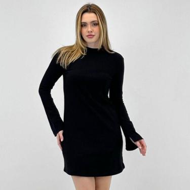 Imagem de Vestido Hering Curto Manga Longa Canelado Feminino-Feminino