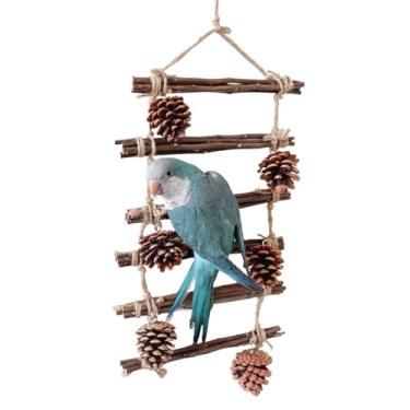 Imagem de Escada de papagaio de pássaro, balanço, papagaio, mastigar, escalar, escada, suspensa, gaiola de papagaio, mordida, de madeira, natural, para animais de estimação, acessórios para gaiolas de mastigar