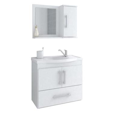 Imagem de Gabinete De Banheiro Com Cuba E Espelheira Atenas 65cm Branco - Mgm