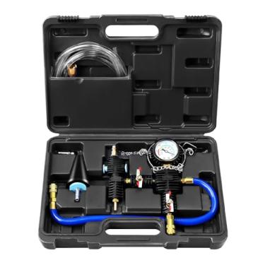 Imagem de JIFETOR Kit de ferramentas de recarga de radiador de purga a vácuo com sistema de resfriamento, conjunto de enchimento de troca de anticongelante a vácuo pneumático universal automotivo, com capa adaptadora, mangueira para carro, van SUV, caminhão