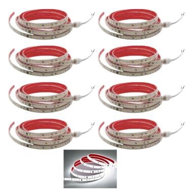 Imagem de Fita Led SMD 6500K 127V 3 Metros Plug Conector Kit 8 Unidades Fita Dupla Face Sanca Perfil Gesso Recepçao Ambiente Interno Externo Sala Jardim