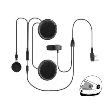 Imagem de BANDARICOMM Kit de microfone de capacete, 2 pinos de fone de ouvido, Preto, para Kenwood, BaoFeng, Walkie Talkie, Retevis