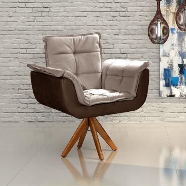 Imagem de Poltrona Giratória de Madeira Bella Opala Decoração Sala Quarto Recepção Capuccino/Marrom