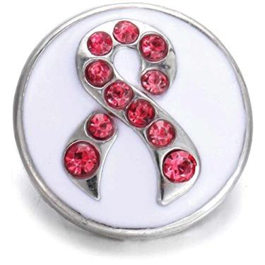 Imagem de Câncer de Mama Snap Jewelry Gengibre Charm Ribbon Cure 18 mm Botão de Sobrevivente Rosa Serve em Pulseiras, Colares, Chaveiros e Anéis Personalizados, Metal, encaixe