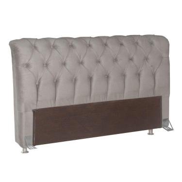 Imagem de Cabeceira para Cama Box Queen Bom Pastor Sofistic Estofada Veludo Luxo Creme