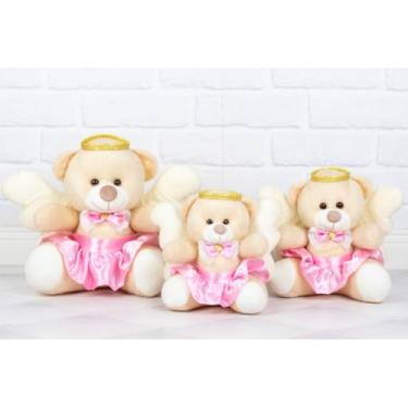 Imagem de TRIO DE PELUCIA URSO TEDDE ANJINHO - 12/15/18 CM (ROSA)
