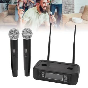 Imagem de Microfone, 2 Pces Microfone Portátil Profissional Redução de Ruído Recarregável de Microfone Duplo Karaoke Bar Festa