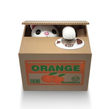 Imagem de Matney Caixa de gato roubando moedas - cofrinho - gatinho branco - fala inglês