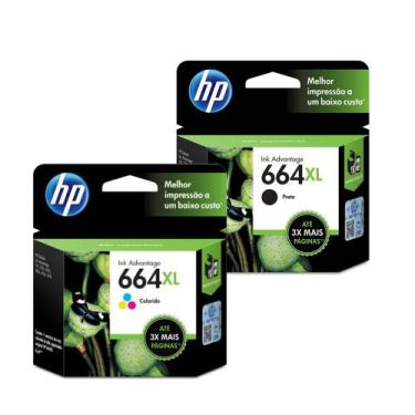 Imagem de Combo Cartucho Hp 664xl Preto Color Originais 2676 3776 4676