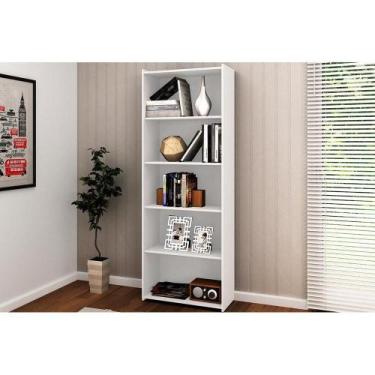 Imagem de Estante Livreiro de Escritório ESM201 c/ 5 Nichos 70x182cm Branco - Mo