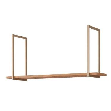 Imagem de Prateleira Decorativa Sala Estar Suspensa Estela 125cm Freijo - MGM