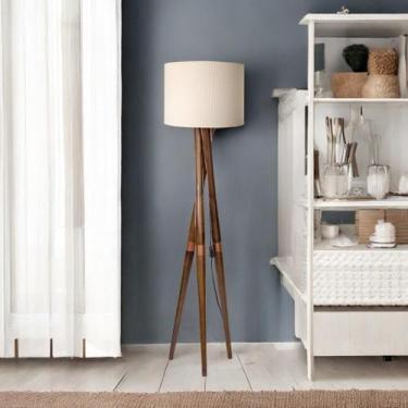 Imagem de Luminária de Chão em Madeira com Cúpula - Decoração Elegante - D+MOB, 