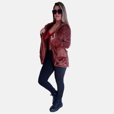 Imagem de Jaqueta Casaco Teddy Bear Manabana Feminina Blusa com Pelúcia, P, Marr