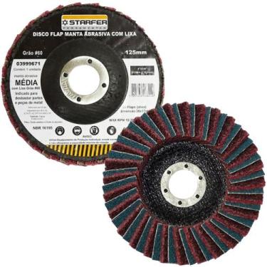 Imagem de Disco Flap com Manta e Lixa Grão 60 5" Media Vermelha Ideal para Desba