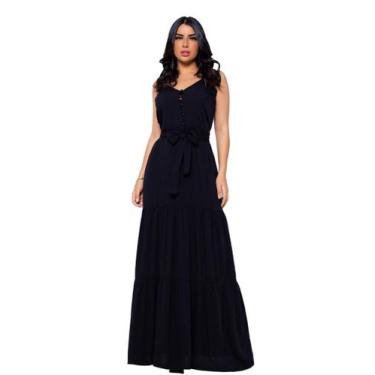 Imagem de Vestido Longo De Festa Com Amarração E Detalhe No Decote Casual Social