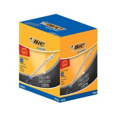 Imagem de Caneta Cristal Fina Azul BIC - Embalagem com 100 unidades