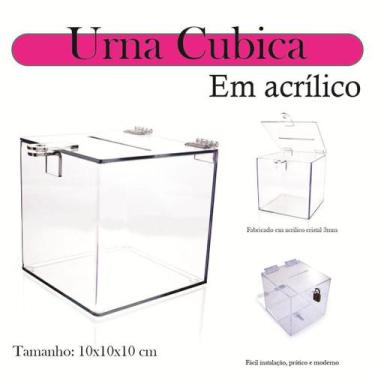 Imagem de Urna Acrílico Sorteio Caixa Sugestões Cubo 10 Cm X 10 Cm - Indústria F