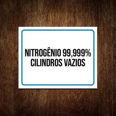 Imagem de Placa Sinalização Nitrogênio Cilindros Vios 18X23Cm 10Un - Sinalizo.Co