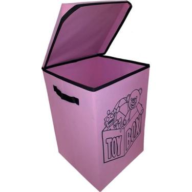 Imagem de Cesto Baú Para Guardar Brinquedos Objetos Armazenar Rosa - Organibox