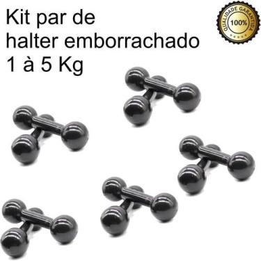 Imagem de Kit Halteres De Academia Emborrachado 1Kg À 5Kg - Par - Infinity, Embo