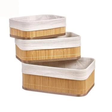 Imagem de Kit 3 Cestos Organizadores De Bambu Natural Para Decoração - IKAZA