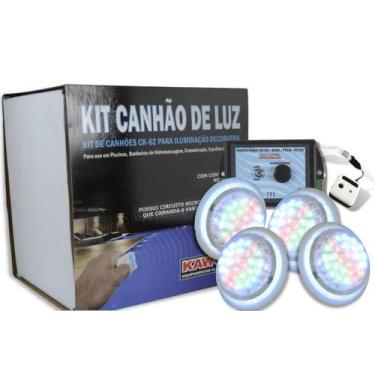 Imagem de Kit C/04 Canhões Ck-6221 Rgb Encaixe C/Fonte E Cntrl Rem Aço - Kawoa